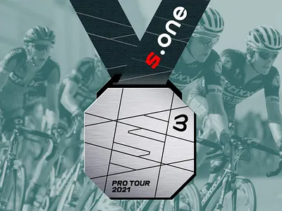 s.one medal award bike branding competition design flat hexagon illustration logo logo design sport trophy typography ui ux vector