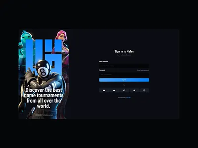 Nafes – Competitive eSport Platform competitive dark design esport events gaming platform tournament ui ux website