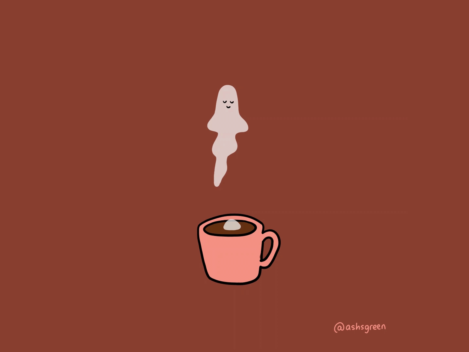 Cozy ghosts 2d animation animation coffee cozy cute ghosts ghost gif halloween hot chocolate minimal mug photoshop spooky tea transparent