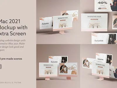 Minimalist iMac 2021 M1 Mockup 3d app branding design devices display imac minimalist mockup premium presentation preview screen showcase ui