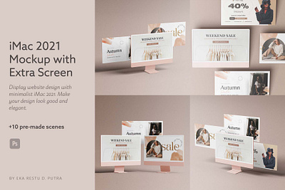 Minimalist iMac 2021 M1 Mockup 3d app branding design devices display imac minimalist mockup premium presentation preview screen showcase ui