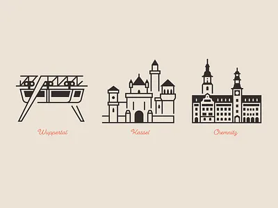 City icons building city icon landmark monorail vector wuppertal