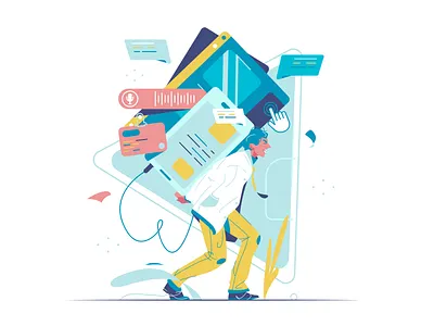 Load over shoulders background branding business cartoon design illustration logo person ui vector