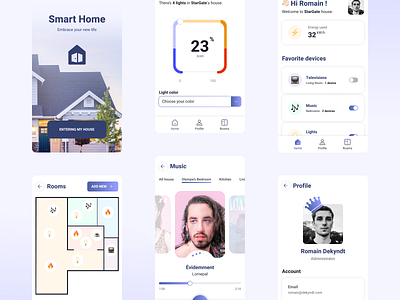 Mobile App - Smart Home - Light Mode application design interface light light mode mobile music rooms smart home ui