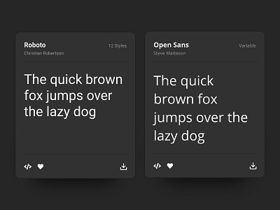 Fonts UI Card - Dark