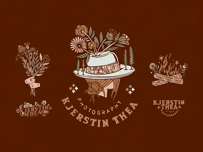 Kjerstin Thea Photography badge design branding graphic design handmade logo illustrated logo illustration logo