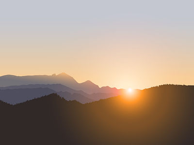 Sunset flat gradient illustration mountains nature sunset vector