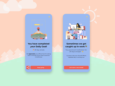 DailyUI #11 - Streak Flash Screen 11 app concept dailyui flash flash message keeping streak meditation app message mindfulness new zealand streak ui ux well being
