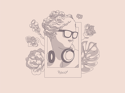 Polaroid aphrodite error fern flower greek headphones love music polaroid statue zilux