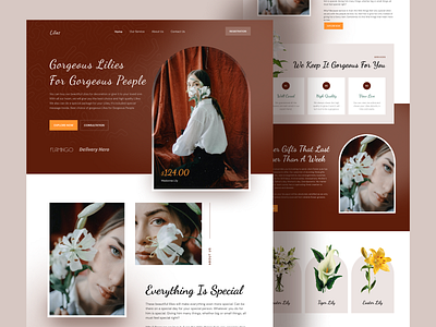 Lilies💐 • Florist and Flower Shop Website branding design florist florist website flower flower shop landing page landing page design minimal ui ux web design website