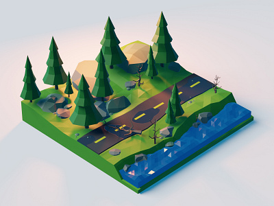 Forest Road 3d blender design graphic design illustration low poly visual design