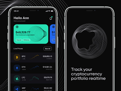 Crypt. | Cryptocurrency mobile application app black branding colores cryptocurrency design fintech ios iosapp minimalism mobile app trendy trendy2022 ui uiux ux uxui