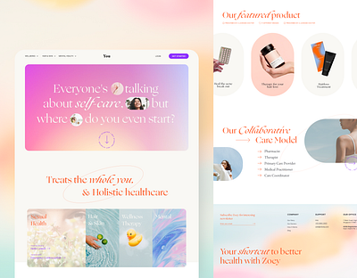 Beauty care Landing page beauty branding clean drug elegant flat health illustration page skincare typography ui ux website women