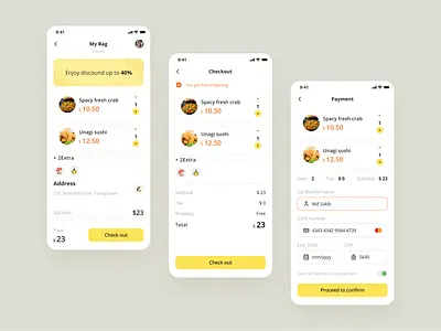 Food Delivery service app - (checkout) app designer apps delicious delivery app ui delivery service fast food food delivery food delivery app food delivery application food design food drink food order foodie interface mobile app pixency recipe app restaurent ui ux