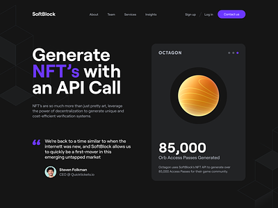 NFT - API Call 3d animation app blockchain branding clean creative crypto dark design illustration logo minimalistic nft theme typography ui web webdesign website