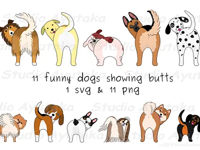 See our butts dogs butt cartoon cute dogs funny vector