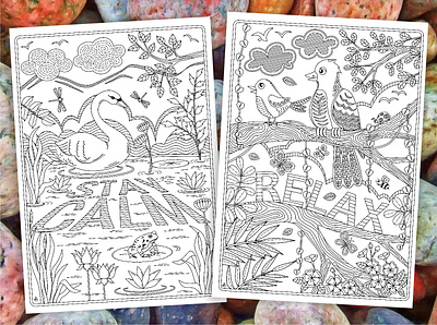 2 'Relax and Stay Calm' Coloring Pages birds coloring cute birds printable templates relax coloring stay calm swan coloring