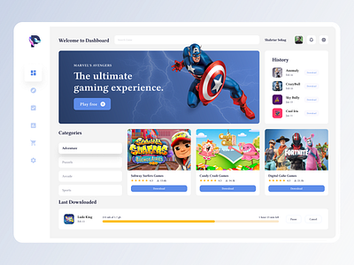 Game Dashboard User Interface admin clean design game game app game dashboard game store game ui game webside game website play ui ux web website
