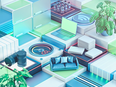 Carbon Footprint 3d carbon cinema 4d clean communications design eco environment footprint future futuristic green energy illustration low poly octane wfh working from home zoom