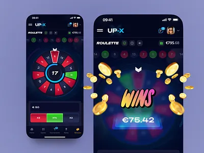 UP-X – Roulette Gambling Design betting case casino crash crypto dark ui dashboard gambling game game design gaming illustration interface jackpot lottery platform product design roulette uiux web design