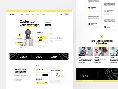 Landing Hero: Pine SaaS Template black design hero section landing landing page pine template saas saas template typography ui ui ux user experience ux website yellow