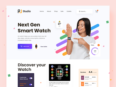 Smart watch Web - Header Exploration apple watch clock creative ecommerce gadgets gear header health tracker landing page luxury watches personal time timer unique design watch watch web website design