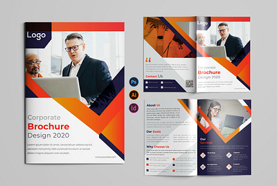 Corporate Bi-Fold Brochure Template abstract adobe illustrator advertising bifold branding broochure corporate creative design flyer graphic design graphicdesign identity layout minimal mockup profile trifold typography vector