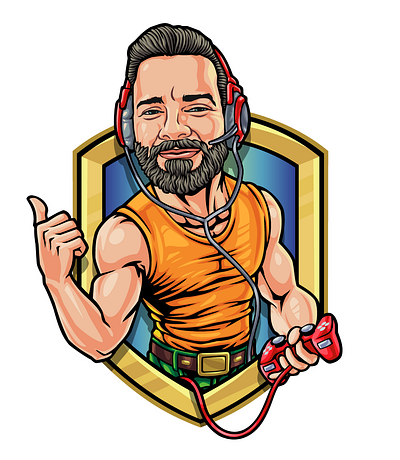 Beard Gamer character design gaming illustration logo sold out vector