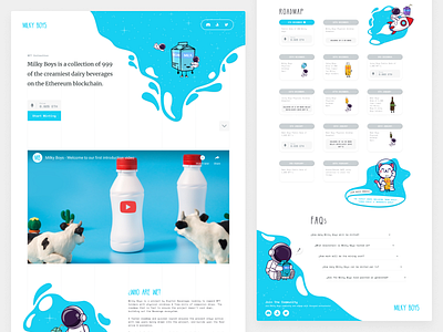 Milky Boys - NFT Project art branding crypto design ethereum figma landing page milk milky boys minimal nft nft art responsive splash stars ui ux water web web design