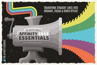 Affinity Edge Essentials affinity affinity designer brushes edges line lines meat grinder organic rainbow rough vector wave zigzag