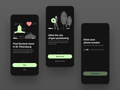 Open Rooftops Search App Onboarding app branding concept design figma illustration ios login mobile mobile app mobile ui onboarding ui ux walkthrough welcome