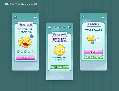 Game UI. Onet app design emoji game game ui mobile app mobile app design mobile ui ui