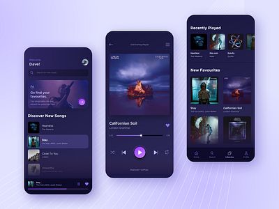 Mobile Music App app blue dark design figma graphic design music musicapp player purple sketch song streaming ui ux violet