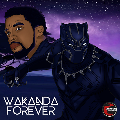 True king never dies. WAKANDA FOREVER! adobe photoshop blackpanther chadwick boseman character design design digital panting graphic design illustration marvel marvel comics