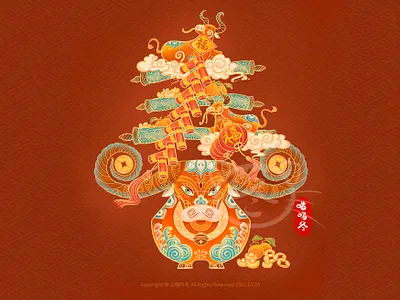 Chinese New Year Ox Zodiac illustration design 国风国潮风春节牛年生肖插画 设计 animal branding chinese chinese culture chinese new year design illustration 插画 春节 牛年 生肖