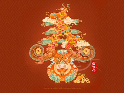 Chinese New Year Ox Zodiac illustration design 国风国潮风春节牛年生肖插画 设计 animal branding chinese chinese culture chinese new year design illustration 插画 春节 牛年 生肖