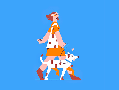 Friends 🐶 animal character character design dog doggy friends happy illustration illustration 2d leisure love minimal art vector vector art walk