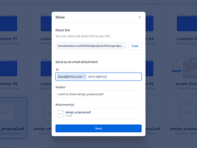 Share Modal ✉️ branding clean ui design desktop fintory inputs interface modal share tags ui ux