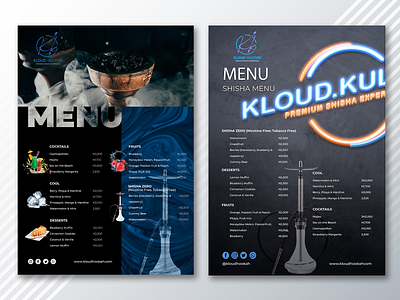 Shisha/Hookah Lounge Menu branding design graphic design graphicdesign product design