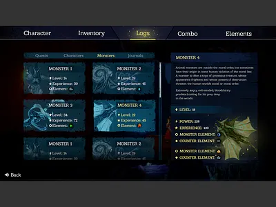 UI for a Fantasy PC game app design computer game design game game ui illustration pc game ui uiux user interface ux