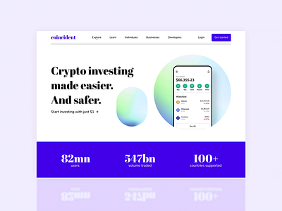 Coincident - Crypto exchange landing page blockchain crypto design figma finance landing landing page nft product design ui ui design uiux web 3.0 web design website website design