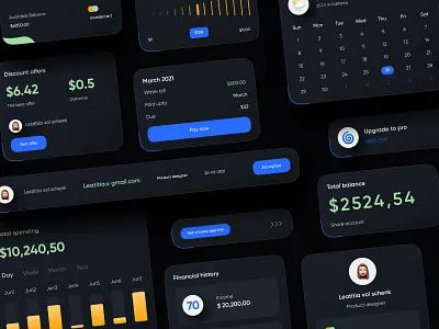 UI Elements Dark Color Scheme app application clean dark dark mode dark theme design trend trending trends ui ui design ui element uiux ux web website