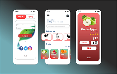 healthy food buying app my first creation!!! android apps animation app apps design branding design designing graphic design icon illustration ios apps logo motion graphics typography ui ui ux ux web design