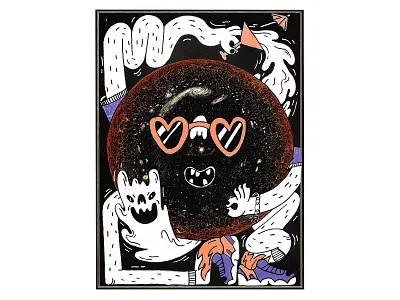 Ingaland Universe character cosmos dope drink hand drawn happy illustration inga markers party planet print science scifi smile sneakers space space travel sunglasses universe