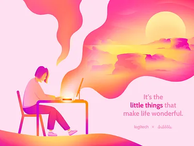 Logitech x Dribbble: Smaller, Smarter, Mightier color design digital art illustration illustration art landing landscape playoff rebound ui ux