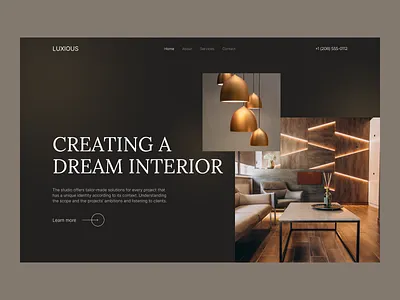 Interior Design Studio - Website concept concept design studio interior luxe main page main screen uxui web design website