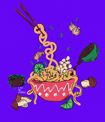 Chaotic Noodle Soup chaotic food food illustration illustration noodle soup still life stilllife illustration vibrant colors