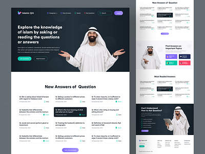 Islamic Q/A Platform - Landing Page freelancer hajj umrah halal islam islamic law islamic platform islamic question and answer islamic scholars islamic website masjid mosque muslim muslim website online learning qa quran ramadan religious website shariah solution uiux design