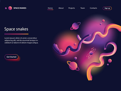 Space Snakes art branding concept creative design design illustration illustration art landing landingpage project purple snakes space ui uiux web webdesign