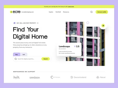 Website Header bitcoin clean website crypto digital home digital property graphic design landing page metaverse product design property search home top website typography ui ui ux user experience ux web development web ui website design